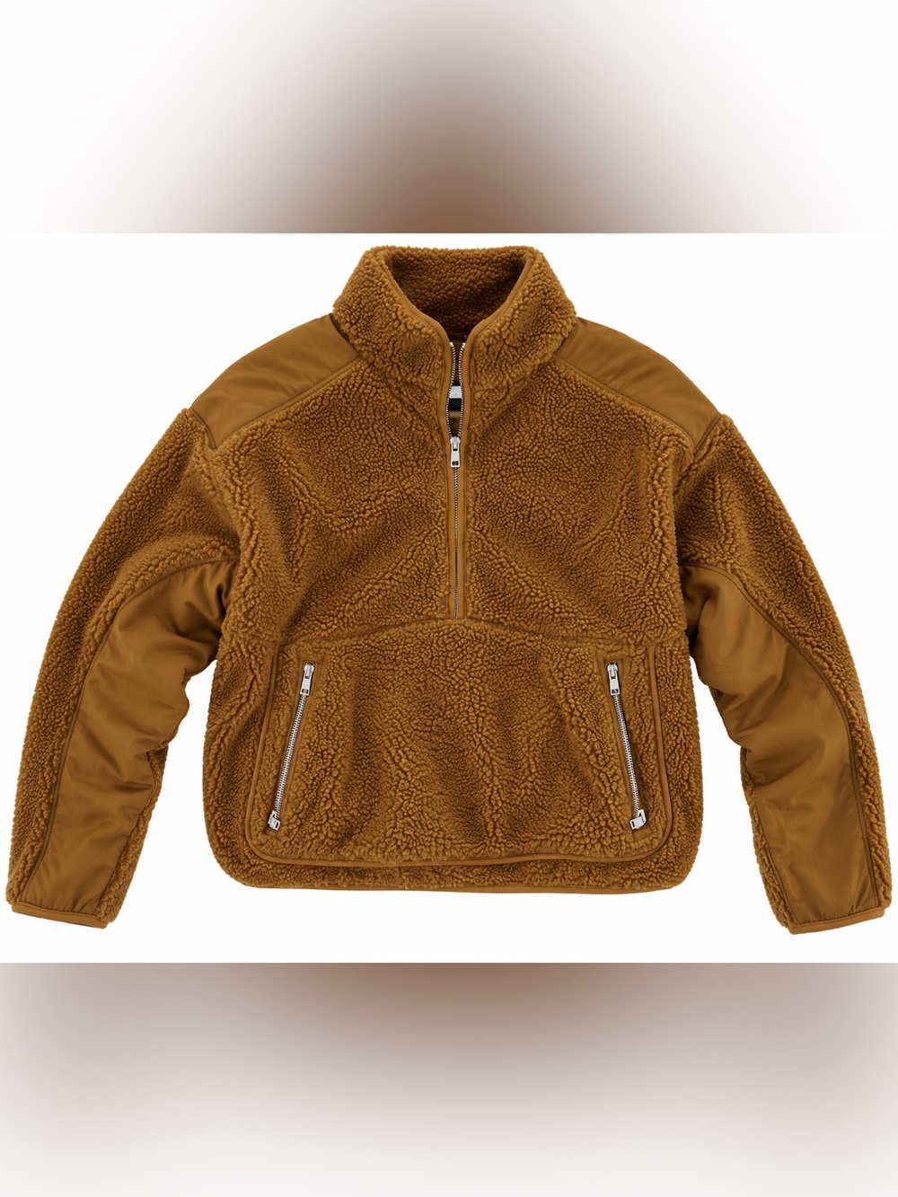 Madewell Sherpa Half Zip Pullover Dried Cedar Brown Size Medium - Picture 3 of 11